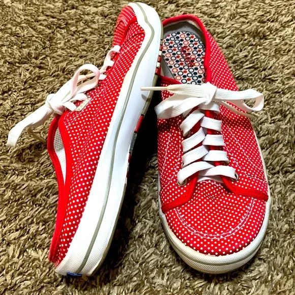 Keds Shoes Keds Mules Red And White Polka Dots Backless Tennis